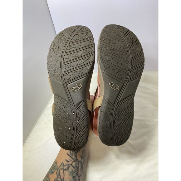 CHACO Gladiator Sandal Women’s Size 9 Tan Beige Leather Ankle Wrap Hippy Boho - Picture 3 of 6